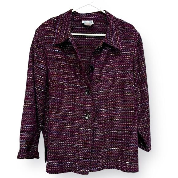 Blair Multi-color Purple Shimmering Blazer Jacket Party Business Women’s size XL - Picture 11 of 13